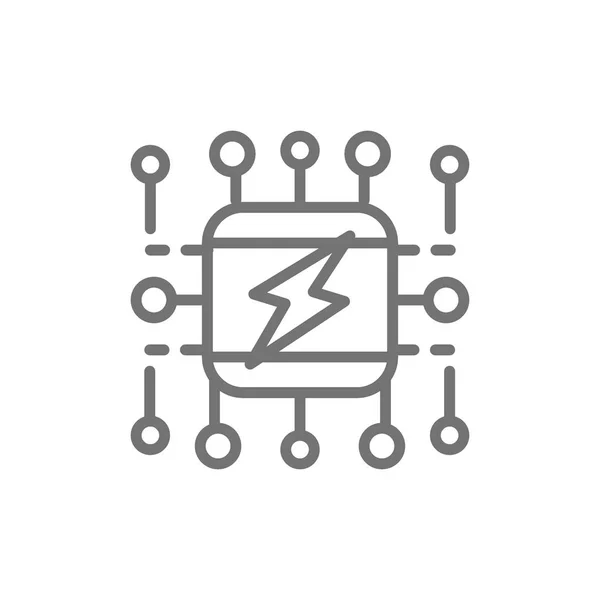 Système d'alimentation électrique, icône de ligne de schéma de système électrique intelligent . — Image vectorielle