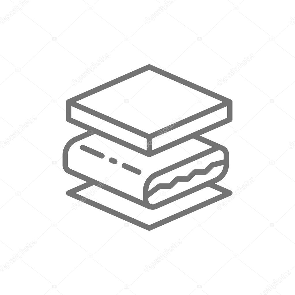 Scheme of thermal insulation, multilayer material, waterproof line icon.