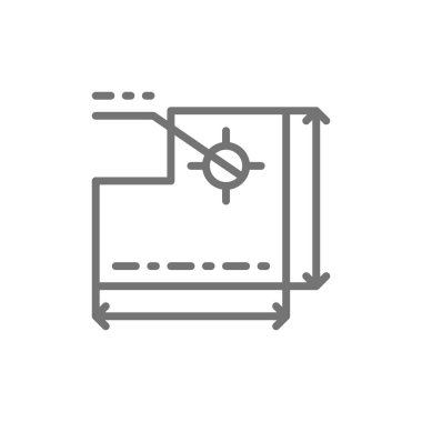 Teknik cihazın çizimi, endüstriyel makine hattı simgesinin geliştirilmesi.