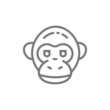 Maymun, şempanze, goril kafa çizgisi simgesi.