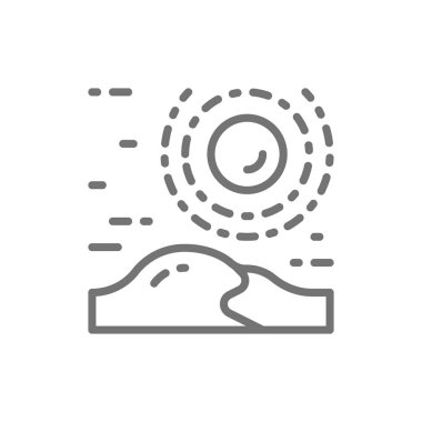 Çöl, kumullar, kumlu manzara hattı simgesi.