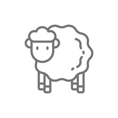 Vektör koyun, kuzu çizgi simgesi.