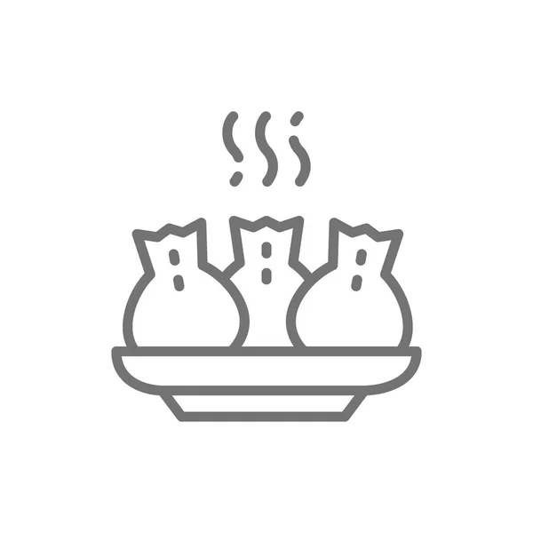 Khinkali, icono de la línea de cocina georgiana . — Vector de stock