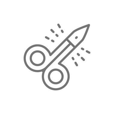 Hassas mıtırte ve tırnak manikür makas çizgi simgesi.