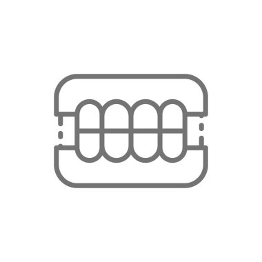 Dentures, Diş protezleri, diş Ortopedi hattı simgesi.