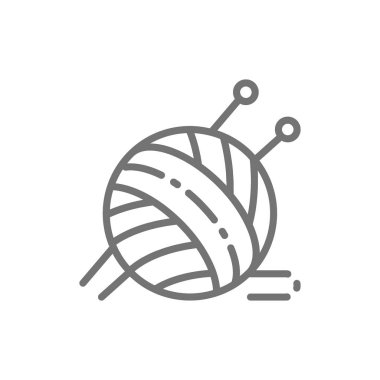 Örgü iğneler hattı simgesi ile top iplik.