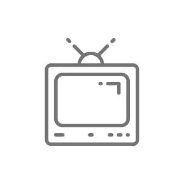 Eski TV seti, anten hattı simgesi ile Vintage televizyon.