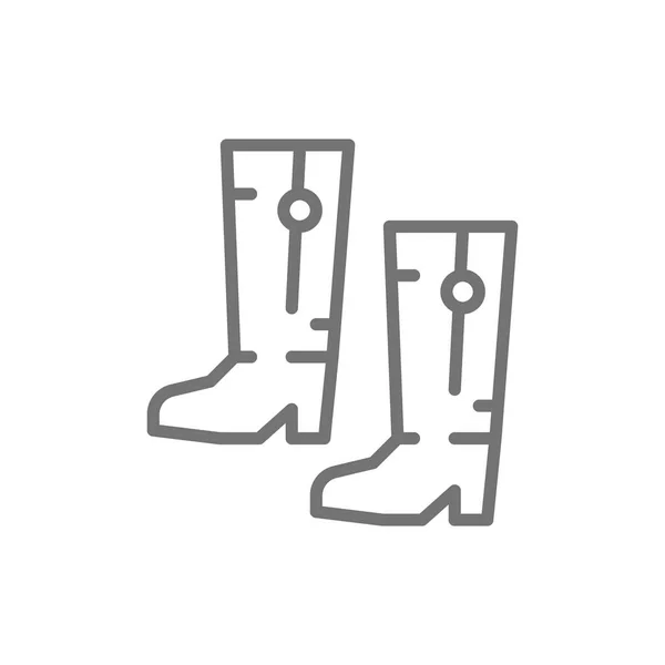 Ukrainian national footwear, traditional ethnic boots line icon. — Stock Vector