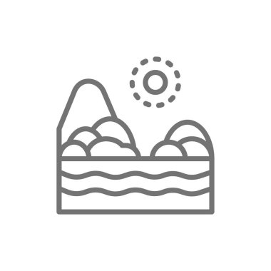 Deniz ile kum plaj, Brezilya peyzaj hattı simgesi.