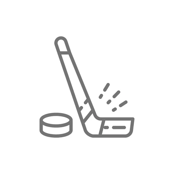 Vector hockey stick and puck line icon. — Stock Vector