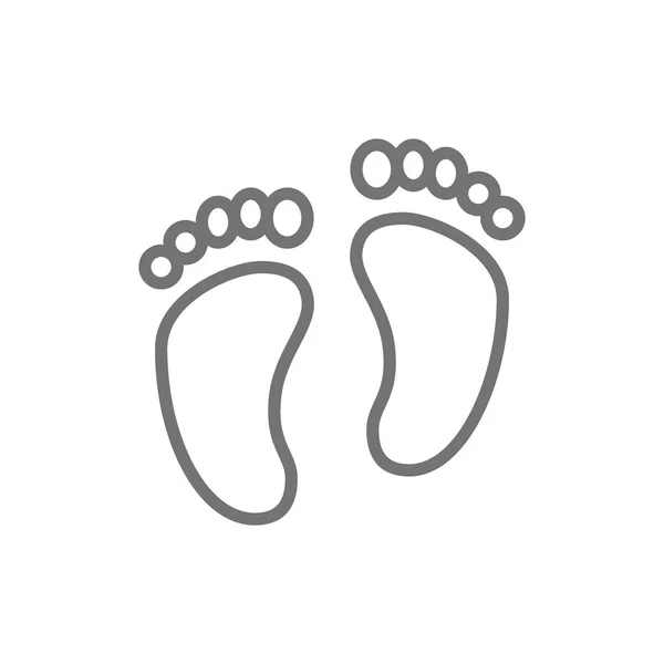 Vetor de pés de bebê, pegadas humanas ícone de linha . —  Vetores de Stock