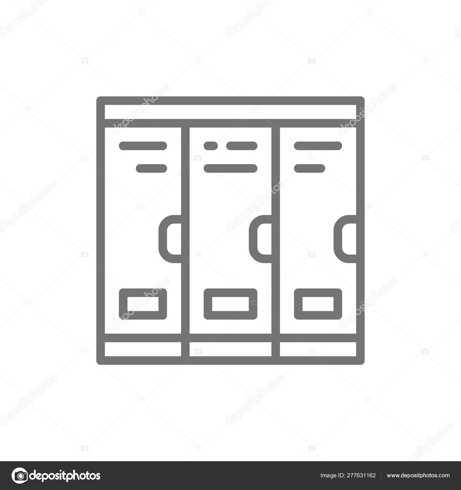 Cabinets School Lockers Locker Room Line Icon Stock