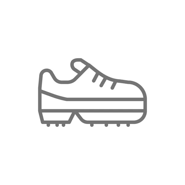 Spiked football boot, game equipment line icon. — Stock Vector