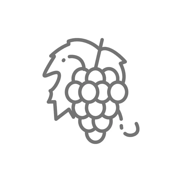 Tros druiven, fruit lijn pictogram. — Stockvector