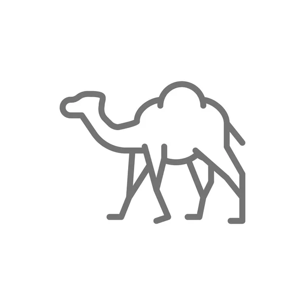 ラクダ、キャラバン、砂漠の動物ラインアイコン. — ストックベクタ
