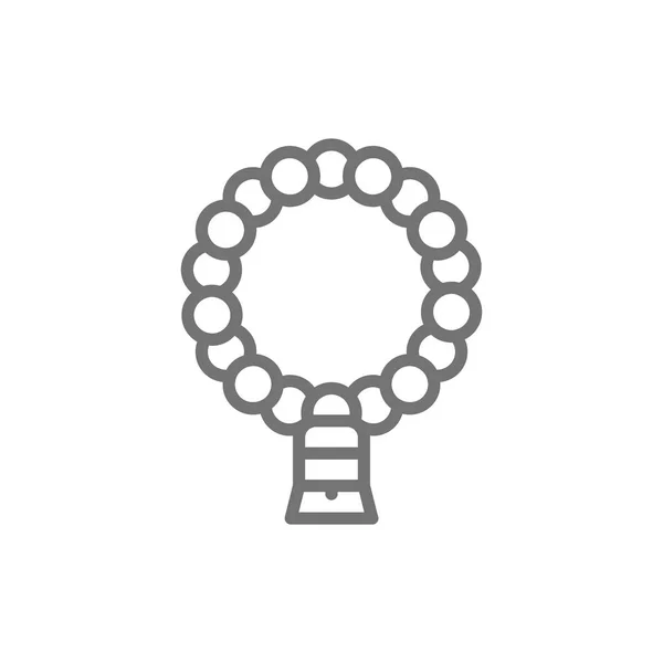 Icono natural de la línea del rosario musulmán . — Vector de stock