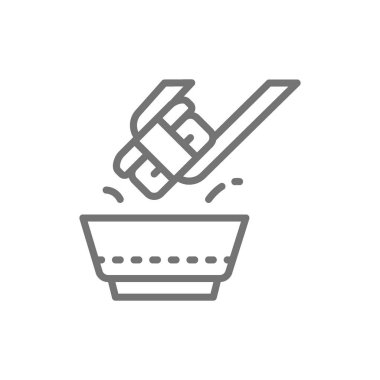 Soya soslu dunk suşi, Japon mutfağı çizgi simgesi.