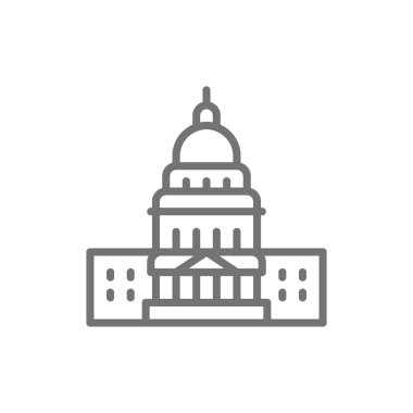 Amerika Birleşik Devletleri Capitol, ünlü Amerikan binaları çizgi simgesi.