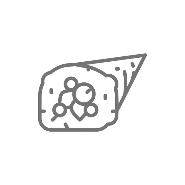 Temaki roll, icono de la línea de cocina japonesa . — Vector de stock