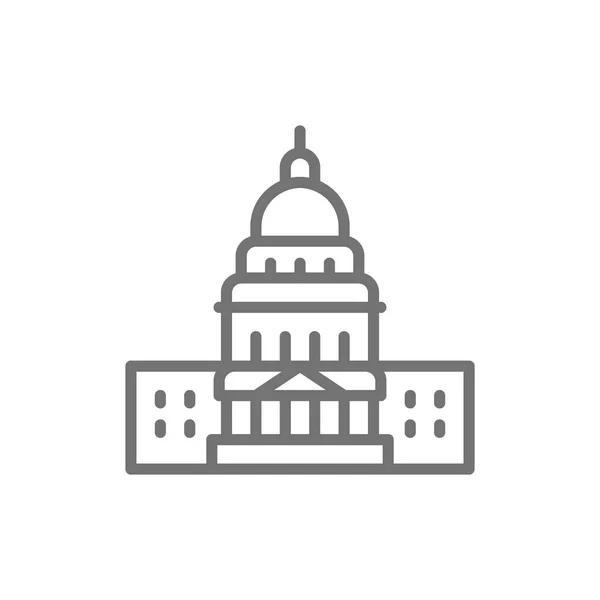 USA Capitol, berömda amerikanska byggnader linje ikon. — Stock vektor
