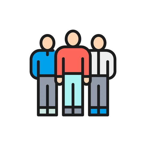 Equipo de negocios de vectores, grupo de personas, trabajadores de la empresa icono de línea de color plano . — Vector de stock