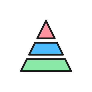 Üçgen grafik düz renk simgesi. Beyaz arka planda yalıtılmış