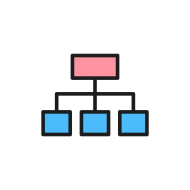 Vektör hiyerarşik grafik yapısı düz renk simgesi.