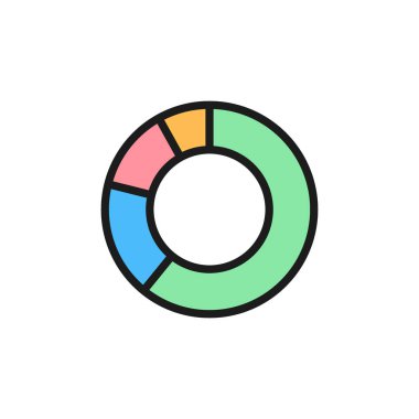 Daire grafiği düz renk simgesi. Beyaz arka planda yalıtılmış