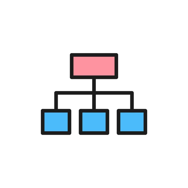 Ikona vektorové hierarchické struktury grafu s plochou barvou. — Stockový vektor