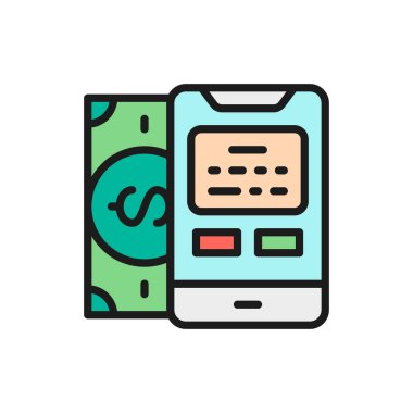 Vektör ödeme yöntemleri, Pos terminali, bankacılık, kredi kartı düz renk çizgisi simgesi