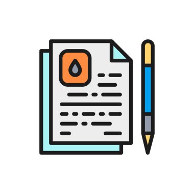 Vektör yağı sözleşme, su anlaşması düz renk hattı simgesi.