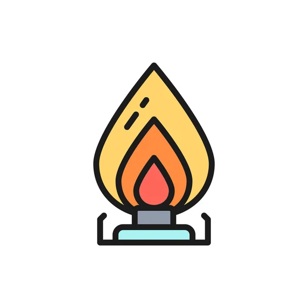 Vektorový plynový sporák, ikona ploché barevné čáry hořáku. — Stockový vektor