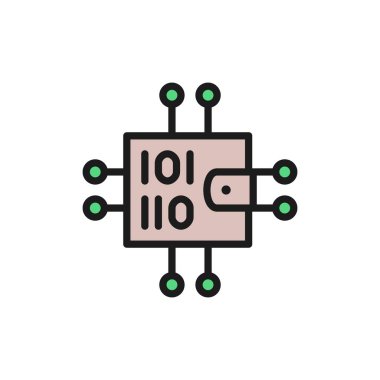 Kapalı kişiler, blockchain, cryptocurrency düz renk simgesi ile ikili cüzdan.