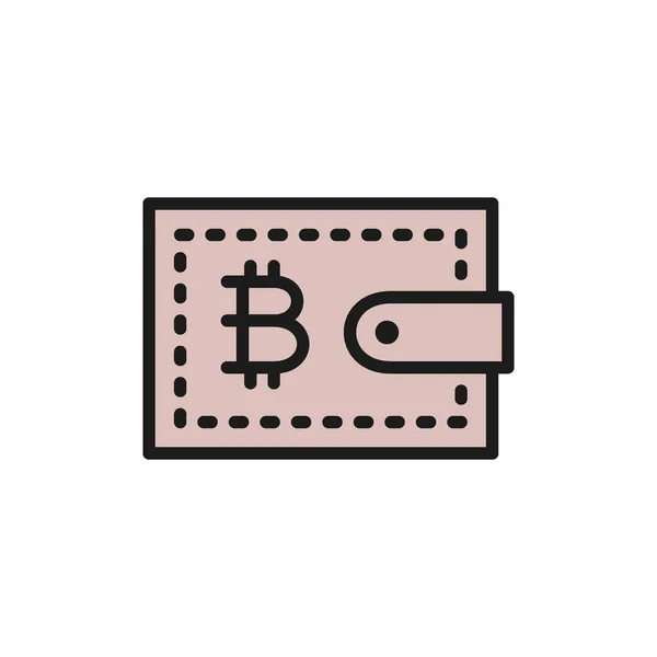 Portefeuille vectoriel Bitcoin, icône couleur plate crypto-monnaie . — Image vectorielle