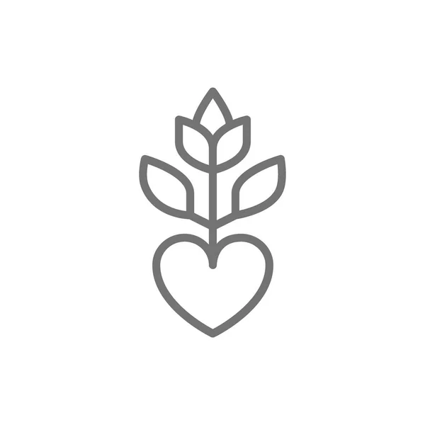 Zioła dla serca, ikona linii medycyny ziołowej. — Wektor stockowy