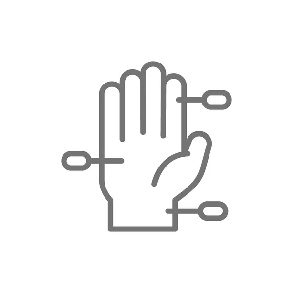 Hand acupuncture line icon. Isolated on white background — Stock Vector