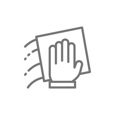 Hand with a rag, cleaning line icon. clipart