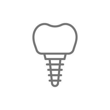 Vektör diş implantı, diş taç hattı simgesi.