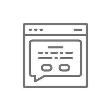 İleti içeren web sayfası, geri bildirim satırı simgesi.