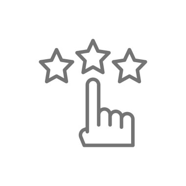 Yıldızlara parmak noktası, müşteri incelemesi, geri bildirim satırı simgesi.