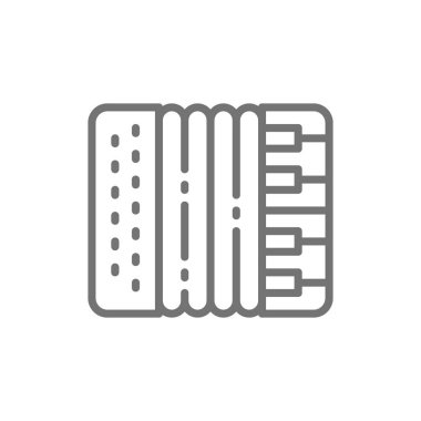 Vektör akordeonu, mızıka, müzik aleti hattı simgesi.