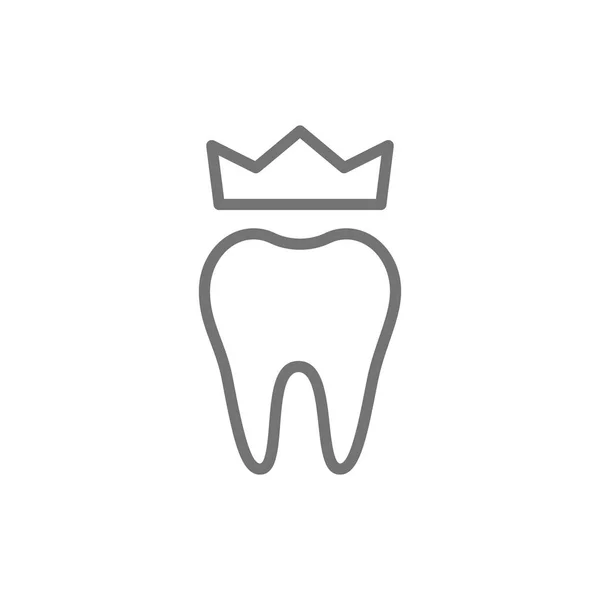 Dental crown, denture line icon. Isolated on white background — Stock Vector