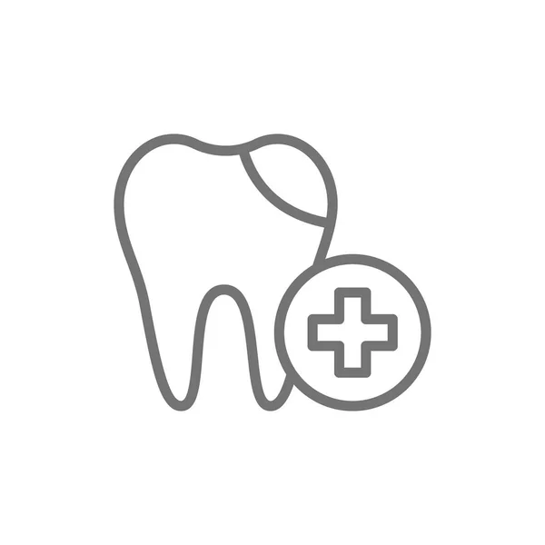 Vector dental filling, cured tooth line icon. — Stock Vector