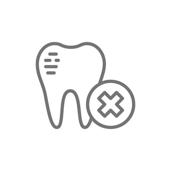 Émail dentaire endommagé, icône de ligne cassée dentaire . — Image vectorielle