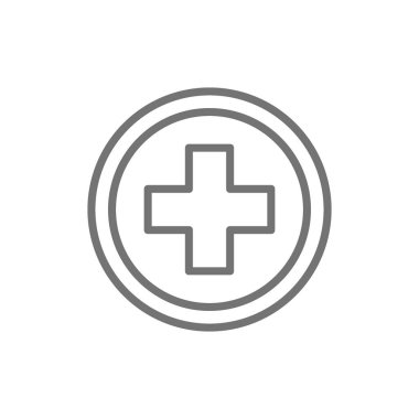 İlk yardım işareti, eczane, hastane hattı simgesi.