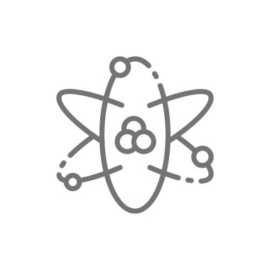 Atom, atom enerjisi hattı simgesi. Beyaz arka planda yalıtılmış