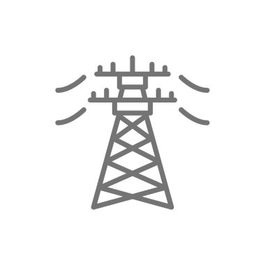 Yüksek gerilim elektrik hattı direği, enerji direği hattı simgesi.