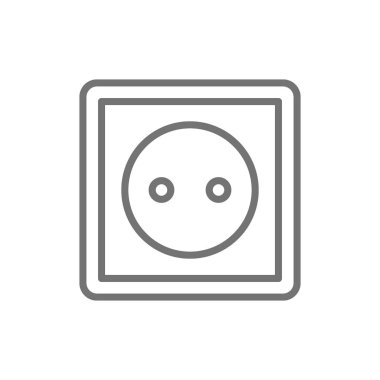 Avrupa elektrik soketi hattı simgesi. Beyaz arka planda yalıtılmış