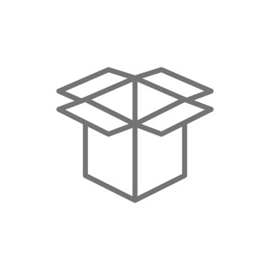 Açık karton kutu, kağıt çöp hattı simgesi.