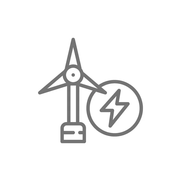 风力发电厂，风力涡轮机线路图标. — 图库矢量图片